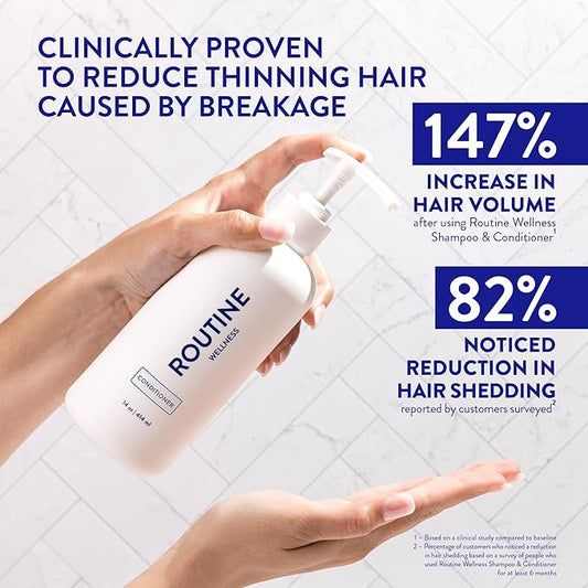 Routine Wellness Anti-Thinning Deep Conditioner for Thinning Hair - DHT Blocker for Hair Loss in Men & Women - Promotes Healthy Hair - Coconut & Vanilla 14oz
