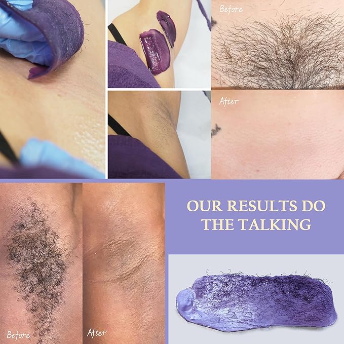 Maxpearl 2.5LB Hard Wax Beads for Hair Removal, Natural Lavender Formula - Brazilian Waxing, Sensitive Skin, Face, Underarms, Legs, Back, Chest and More, with 20 Wax Sticks, Purple