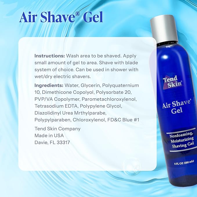 Tend Skin Air Shave Gel Advanced Hydrating & Moisturizing Formula, Provides Natural Protection, Silky Smooth Skin & Seamless Hair Removal, 8 Oz
