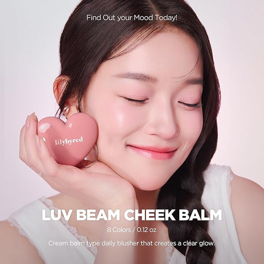 lilybyred Luv Beam Cheek Balm | Heart-Shaped Korean Cream Blush, Semi-Matte Finish, Long-Lasting, Blendable & Buildable, Soft Creamy Texture, Lightweight, Natural Flush, 0.12 oz. (05 Cheeky Lavender)
