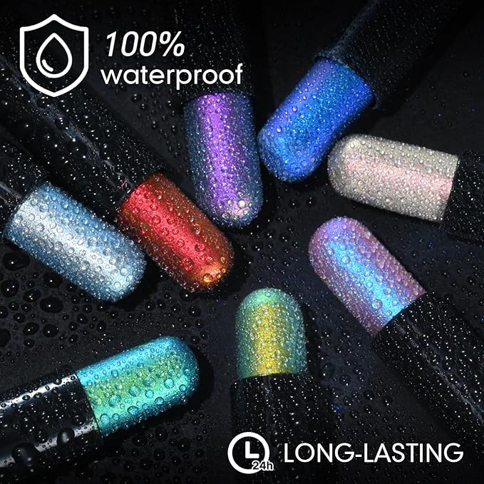 CHARMACY Duochrome Glitter Eyeshadow Stick, Chameleon Metallic Shimmer Smoky Eye Shadow, Long-Lasting Water-Resistant Formula, High Pigmented, Built-in Smudger #03