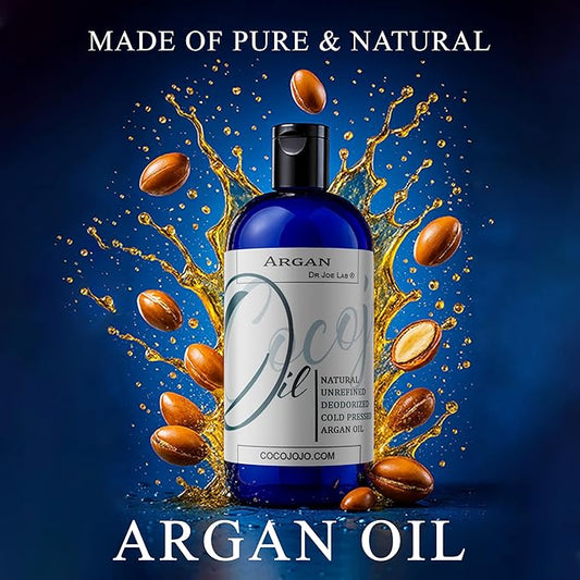 Cocojojo Argan Oil Deodorized, Argan Oil for Hair, Hair Treatment Oils, 100% Pure Organic for Face, Unrefined Unscented Cold Pressed Extra Virgin - 8 Oz (Pack of 1)