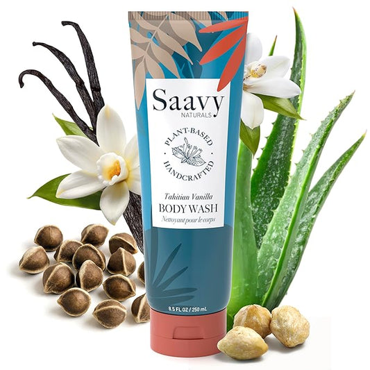 Saavy Naturals Body Wash Tahitian Vanilla Plant-Based Ingredients| Made In USA | Sensitive Skin Body Wash, l Organic & Vegan Formula With Coconut Oil, Shea Butter, And Aloe Vera - 8.5 Fl Oz, 2 Pack