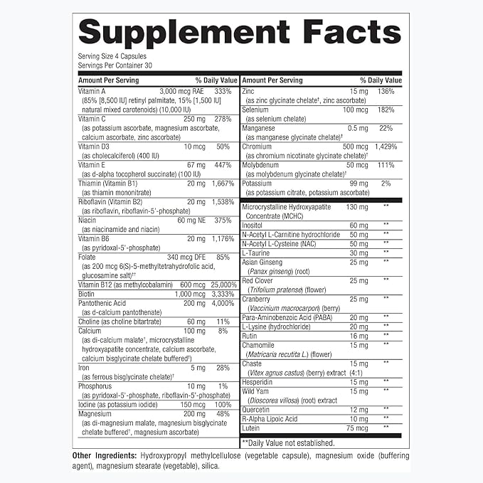 PureFormulas PureMulti for Women - Comprehensive Multivitamin for Women with Essential Nutrients and Herbal Support Womens Daily Multivitamins for Nutritional Support Non-GMO - 120 Capsules