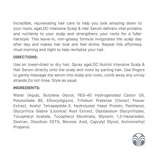 Nu Skin ageLOC Nutriol Scalp & Hair Serum | Nourishing Formula for Fuller, Thicker, and Healthier Hair | Antioxidant | Non-Greasy Serum | Scalp Care, Daily Hair Serum | 75ml