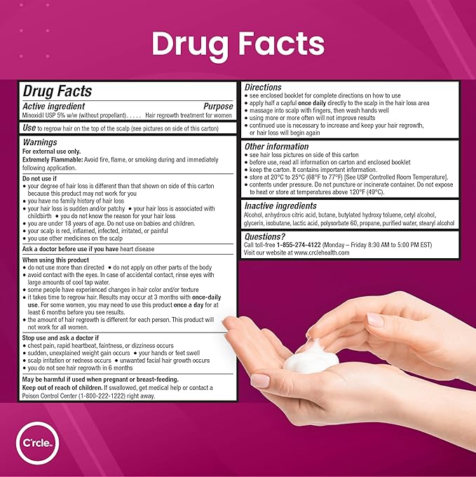 Minoxidil for Women 5% Foam - Helps Restore Top of Scalp Hair Loss and Support Hair Growth for Women, Regrowth with Unscented Topical Treatment for Thinning Hair (5% Foam 8-Month Supply)