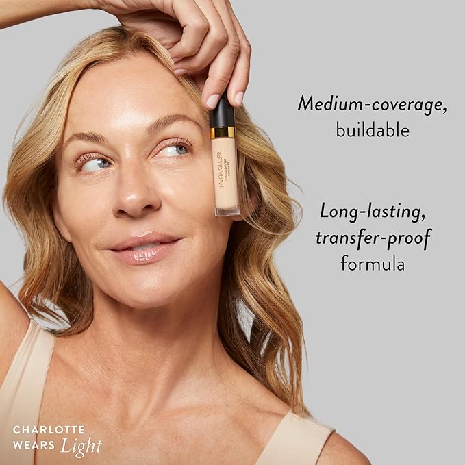 LAURA GELLER NEW YORK The Ideal Fix Concealer - Golden Medium - Buildable Medium to Full Coverage Liquid Concealer - Covers Under Eye Dark Circles & Blemishes - Long-Lasting