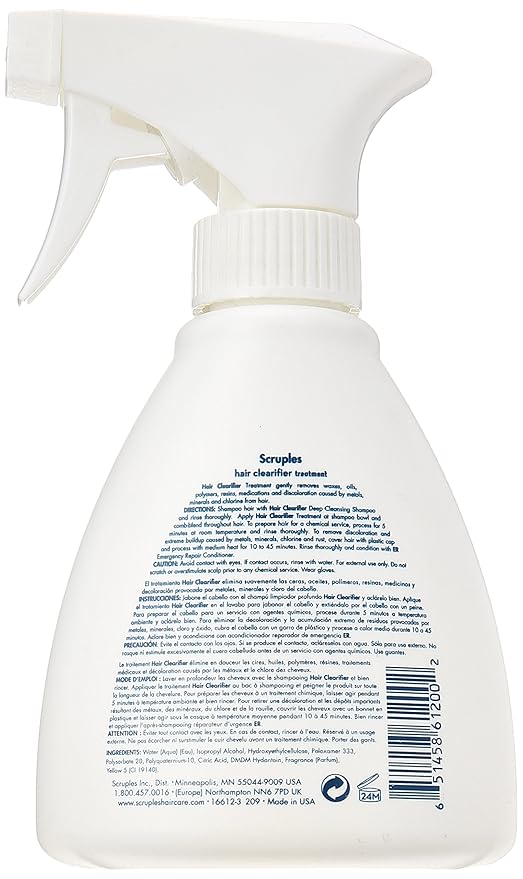 Scruples Hair Clearifier Treatment - Deep Cleansing Hair Treatment for Product Build Up, Dirt, Oils, and Chemicals - Hair Detox + Scalp Build Up Cleanser for All Hair Types (8.5 oz)