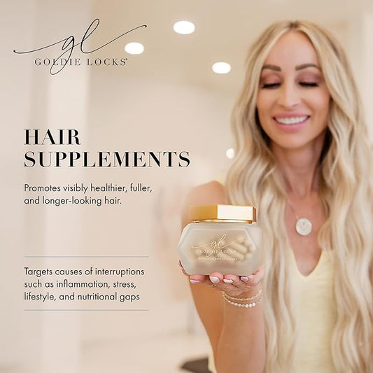 Goldie Locks Hair Growth Supplements - Original Formula - Supports Hair, Skin, Nails & Joints - with Biotin, Multi-Collagen, Zinc & Adaptogenic Herbs - Daily Beauty Supplement - 120 Count