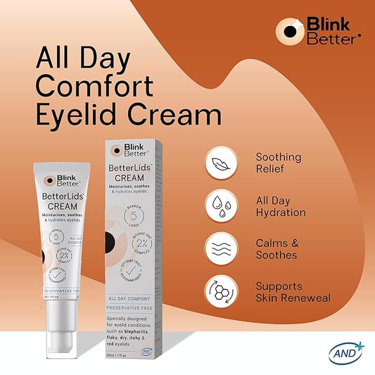 BlinkBetter® Restore Eyelid Cream – 3% Oat Extract & Ceramide Complex – Soothing Hydration & Barrier Support for Dry, Itchy, Red, Sensitive, or Flaky Skin Around the Eyes – All-Day Use – 1oz
