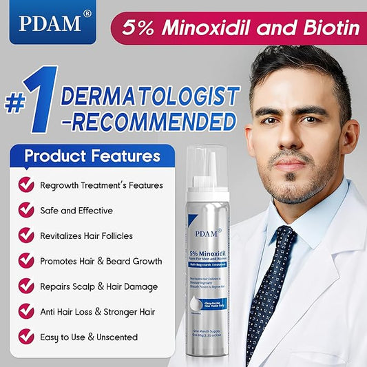 Minoxidil for Men and Women Foam Hair Growth - 5% Minoxidil Foam Hair Regrowth Treatment for Men, Topical Hair Loss Treatments, Extra Strength Thicker & Fuller Hair, 4 x 2.11 oz for 4 Months