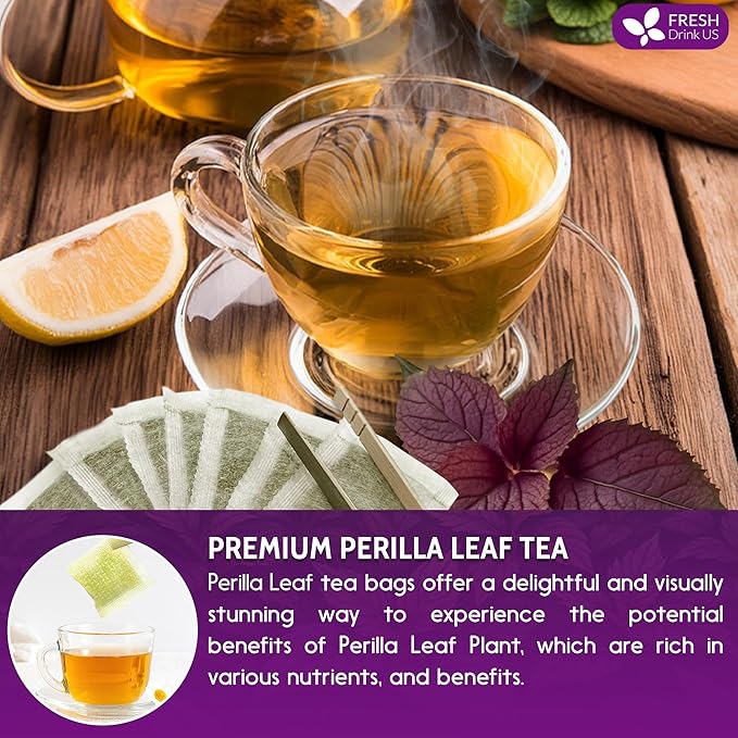 FreshDrinkUS, Premium Perilla Leaf Tea ā 75 Tea Bags | 100% Pure Perilla Leaves | Caffeine-Free, Non-GMO, Natural Packaging | Herbal Tea Bags for Daily Enjoyment. Gluten-Free. Sugar-Free. Vegan