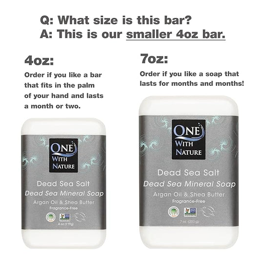 One With Nature Dead Sea Salt Soap 4oz 3-Pack – Purifying Soap Bar with Dead Sea Minerals for Face & Body, for Men & Women. Unscented.