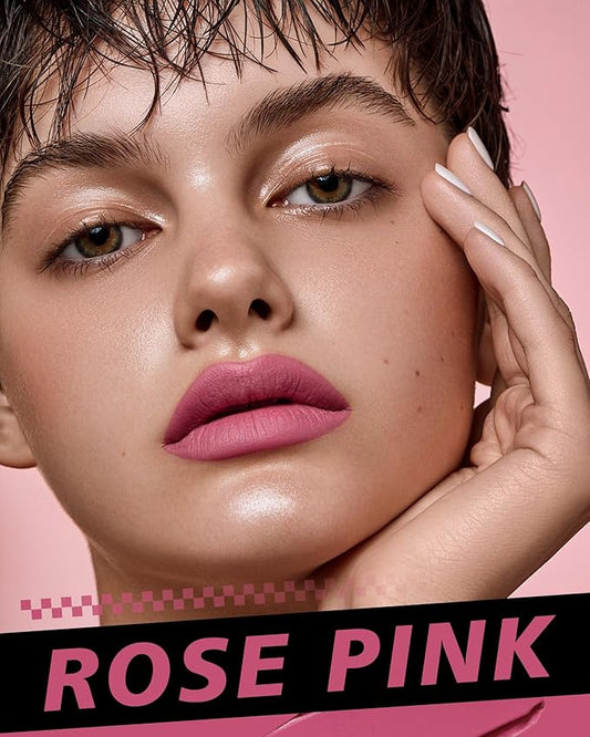Pink Lipstick Long Lasting Matte Liquid Lipsticks for Women Non Transfer Smudgeproof Smooth and Easy to Appy Cruelty Free Lip Color, M65 Rose Pink