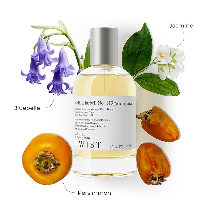 Twist Belle Bluebell No. 119 - Inspired by J. M. Wild Bluebell, Long-Lasting Perfume for Women, Paraben-Free, Vegan, Clean Ingredients, Fragrance – Spray 100 ml | 3.4 fl. oz.