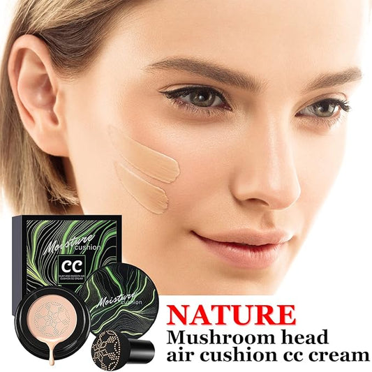 CAHIUYOA Mushroom Head Air Cushion CC Cream BB Cream Mushroom Head Foundation Full Coverage Foundation Makeup Long Lasting Moisturize Matte Concealer - Natural