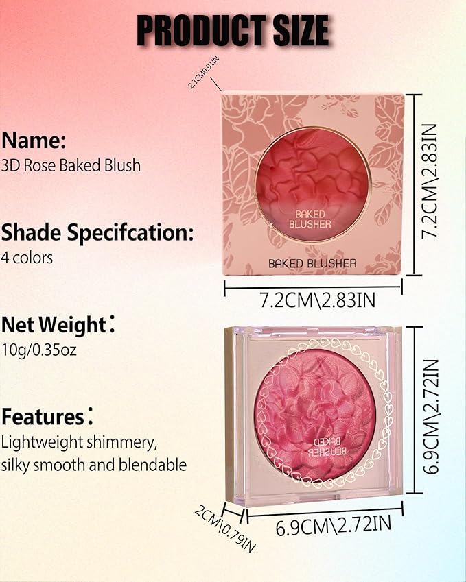 Baked Powder Blush, Lightweight Shimmery Highlight Blusher for Cheeks, Silky Smooth and Blendable Powder Blush Palette, Long-lasting All-Day Face Enhancing Makeup Color, Makeup Gift for Women Girls-01