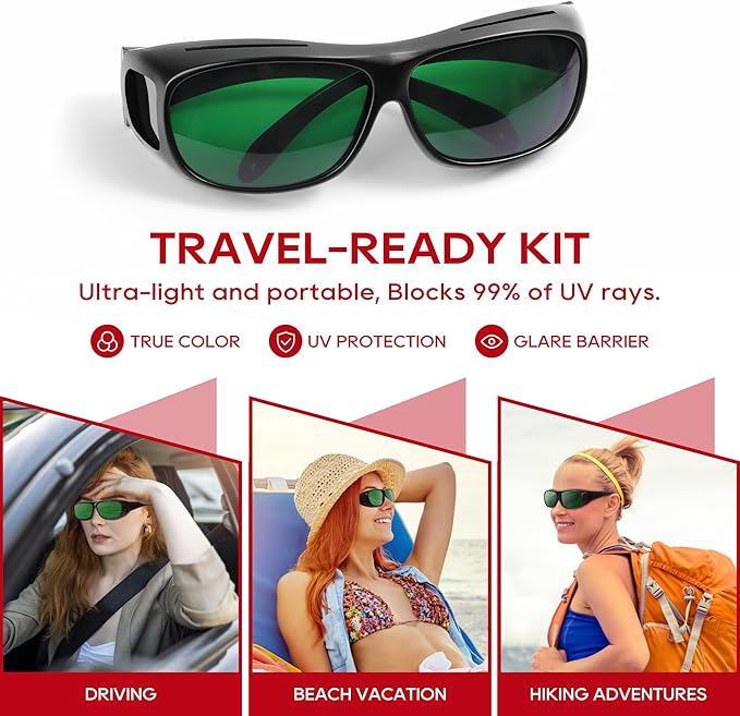 Red Light Therapy Glasses, Tanning Bed Goggles for Eye Protection(600nm-1000nm)