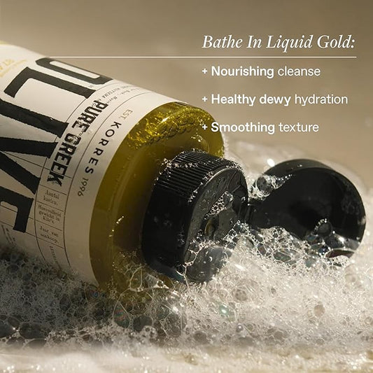 KORRES Pure Greek Olive Shower Gel Honey Pear Scent, Plant Based Foaming Body Cleanser with Olive Leaf Extract, Active Aloe & Wheat Proteins for Women & Men, Gentle Wash, Made in Greece, 8.45 Fl Oz