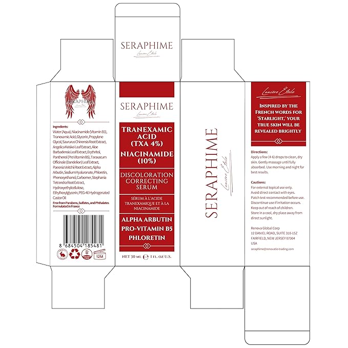 Tranexamic Acid TXA 4% + Niacinamide 10% Serum – Discoloration Correcting Serum with Alpha Arbutin, Pro-Vitamin B5, Phloretin Dark Spot, Hyperpigmentation, Uneven Skin Tone Corrector 1 fl oz