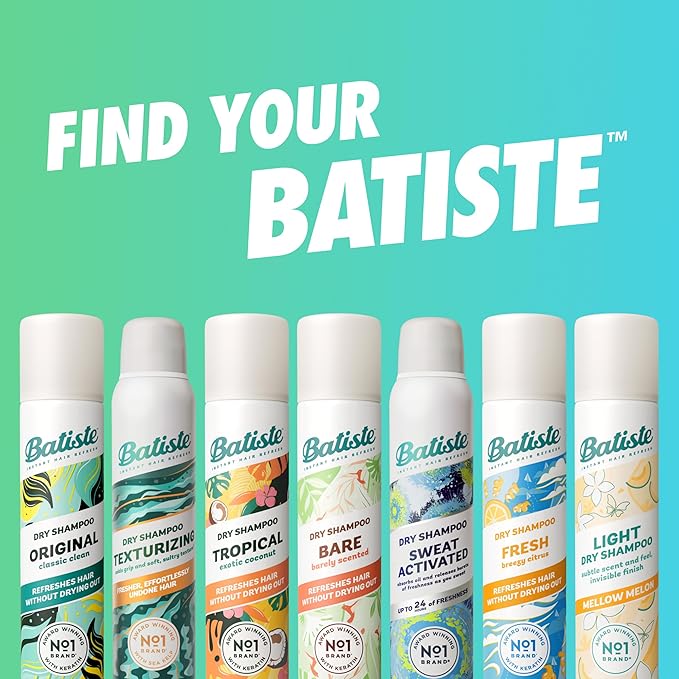 Batiste Sweat Activated Dry Shampoo, Neutralizes Odor for Up to 24 Hours & Prevents Sweat Buildup in Hair, Waterless Shampoo, 3.81 Oz