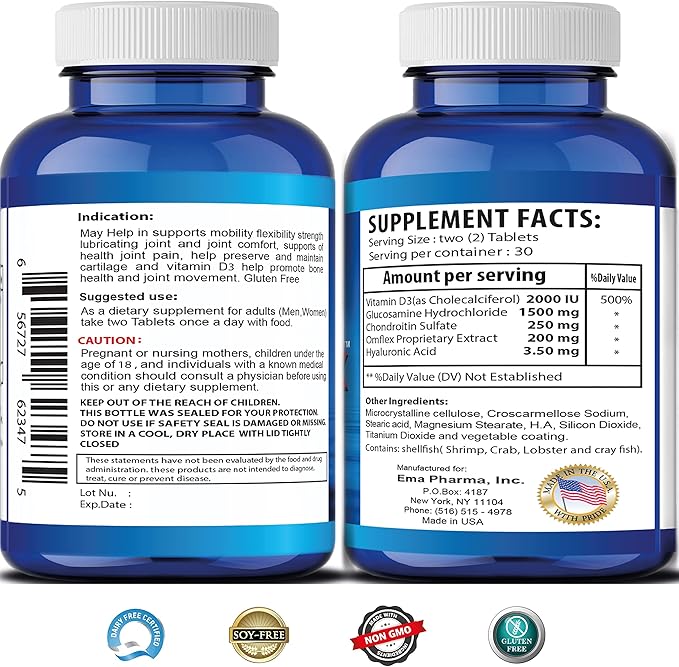 MAX FLEX UC II, Collagen Supplement for Joint Health – Advanced Joint Support Supplement with Glucosamine, Chondroitin, Joint Inflammatory Relief as Turmeric – Gluten Free – 60 Tablets, 2 Tablets/Day