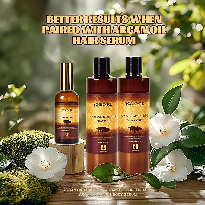 Argan Oil Shampoo and Conditioner Set - Moisturizing Sulfate Free Moroccan Care- For Curly, Straight, Dry and Damaged Hair