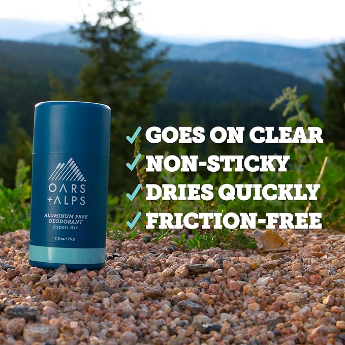 Oars + Alps Deodorant for Men & Women, Aluminum Free Deodorant for Men, Dermatologist Tested, Clean Ingredients, Non Toxic, Vegan, Long Lasting, Odor Protection, Aspen Air, 1pk, 2.6oz