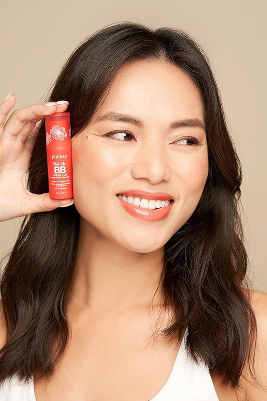 pürlisse Blush Glow Lip and Cheek Tint - Blush Stick for Cheeks and Lips with Vitamin E & Hyaluronic Acid - Hydrating & Buildable 2-in-1 Cream Blush Stick - Berry Bliss ( .28 oz)