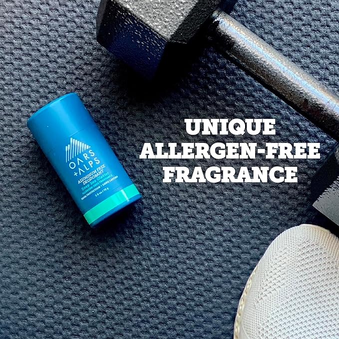 Oars + Alps Deodorant for Men & Women, Aluminum Free Deodorant for Men, Dermatologist Tested, Clean Ingredients, Non Toxic, Vegan, Long Lasting, Deep Sea Glacier, 2pk, 2.6oz