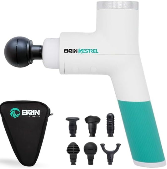 Ekrin Athletics White Kestrel Percussive Massager - Enhanced Precision & Comfort for Elite Muscle Recovery & Wellness - Relieve Sore Muscles and Stiffness
