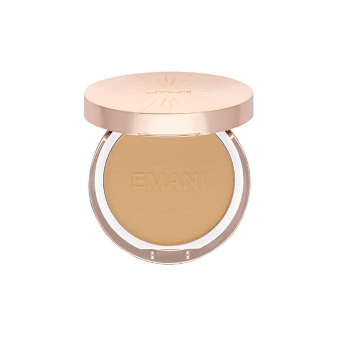 Emani Flawless Matte Powder Foundation Makeup for Sensitive Skin, Natural Mineral Foundation Compact with Buildable Coverage, Oil Control, Talc Free, Cruelty-Free & Vegan, Golden