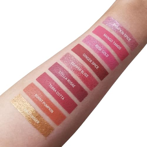 Aromi Rose Gold Metallic Liquid Lipstick | Peachy Pink, Coral Lip Color with Shimmery Finish, Vegan, Cruelty-free, Long-Lasting, Smudge Proof, Handmade (Rose Gold)