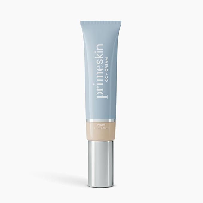 Prime Prometics PrimeSkin CC+ Cream for Mature Women – Liquid-to-Powder Foundation – Blurs Pores & Covers Age Spots – Crease-Free, Hydrating & Soft-Matte Finish for Sensitive Skin (Ivory)