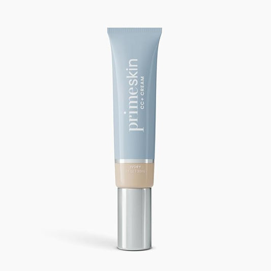 Prime Prometics PrimeSkin CC+ Cream for Mature Women – Liquid-to-Powder Foundation – Blurs Pores & Covers Age Spots – Crease-Free, Hydrating & Soft-Matte Finish for Sensitive Skin (Ivory)