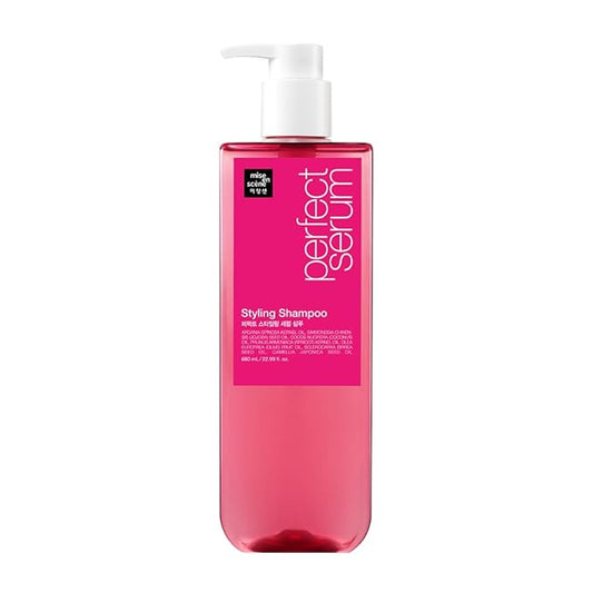 Mise En Scene Hair Perfume Shampoo - Perfect Styling Serum Shampoo - with Peony and Rose Scent, Styling Memory & Heat Protection, Enriched with Argan Oil, Daily Nourishing, 22.99 Fl. Oz.
