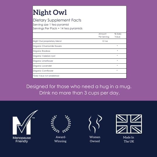 HOTTEA MAMA | Night Owl | Organic | Sleep Support Tea | Caffeine-Free | 14 Whole Leaf Biodegradable Tea Bags (28 Cups)