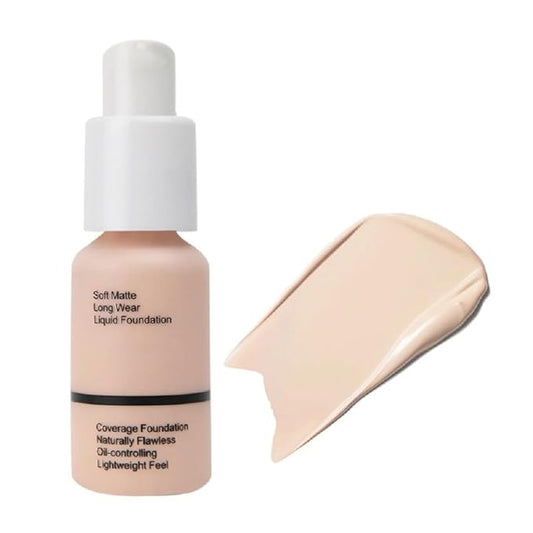 5 Colors Liquid Foundation with Concealer, Brightening, Moisturizing, Oil Control (Porcelain, 1)