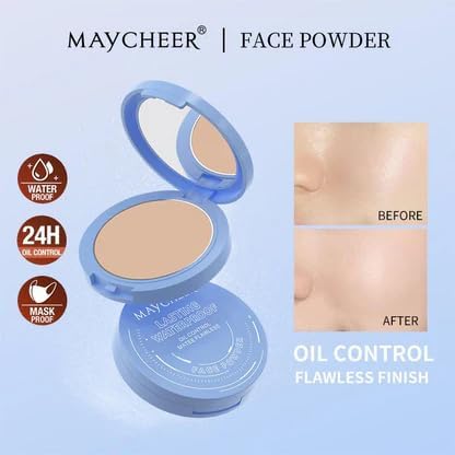 Maycheer Face Powder - Maycheer Setting Powder, Waterproof Long Lasting Finishing Powders, Lightweight Oil Control Facial Powders for Face (08# GRAYISH BROWN)