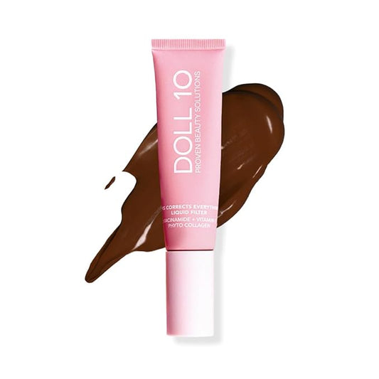 Doll 10 TCE Liquid Filter – CC Cream - Liquid Foundation - Lightweight Tinted Moisturizer & Skin Tint - Blurs Pores & Fine Lines - Vegan - Clean Makeup - [Rich] - 30 Day Supply