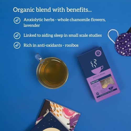 HOTTEA MAMA | Night Owl | Organic | Sleep Support Tea | Caffeine-Free | 14 Whole Leaf Biodegradable Tea Bags (28 Cups)