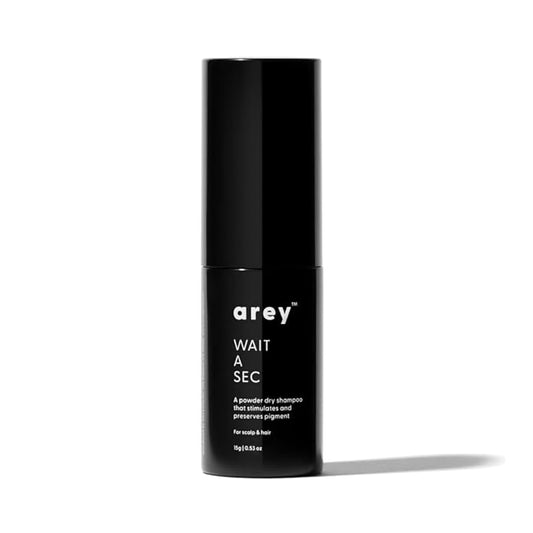 Arey Wait A Sec™ Dry Shampoo | Absorbs Oil & Adds Volume + Reduce the Signs of Aging Hair with Science-Backed Formula to Preserve Pigment | Non Aerosol Tinted Powder | Vegan, Cruelty-Free (0.53 oz)