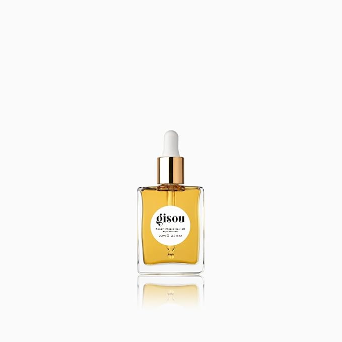 Gisou Honey Infused Hair Oil Mini, Hydrating & Frizz Control Treatment with Mirsalehi Honey & Botanical Oils, Shine & Heat Protectant for All Hair Type, 20ml