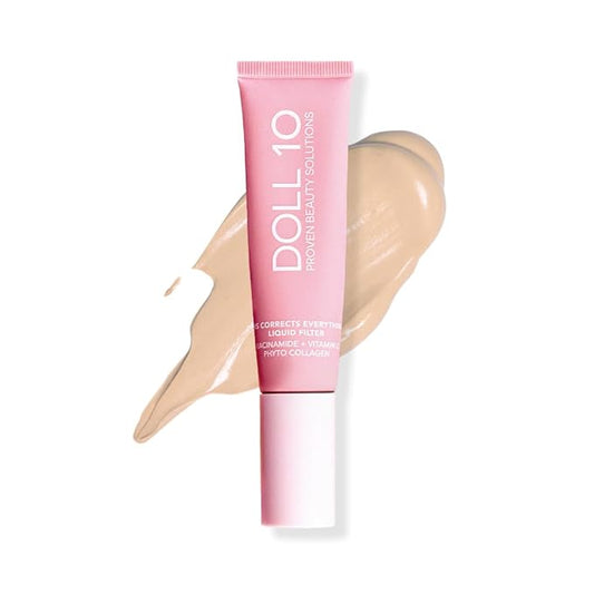 Doll 10 TCE Liquid Filter – CC Cream - Liquid Foundation - Lightweight Tinted Moisturizer & Skin Tint - Blurs Pores & Fine Lines - Vegan - Clean Makeup - [Fair] - 30 Day Supply