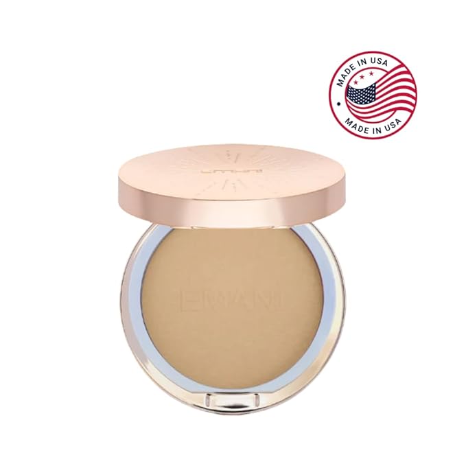 Emani Flawless Matte Powder Foundation – Mineral Compact Makeup for Sensitive Skin, Buildable Coverage, Shine Control, Long-Lasting Finish Up for Sensitive Skin and Oil Control, Deep Golden