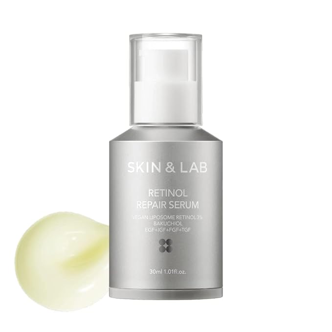 [SKIN&LAB] Retinol Repair Serum | Contains Vegan Retinol, Bakuchiol and Peptides| For Reduce Wrinkles & Fine Lines, Smoothing | Daily Facial Essence | For Sensitive Skin Type | 1.01 fl.oz