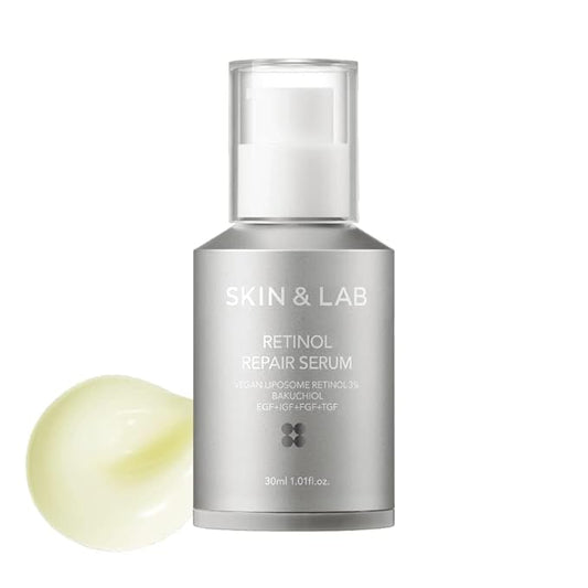 [SKIN&LAB] Retinol Repair Serum | Contains Vegan Retinol, Bakuchiol and Peptides| For Reduce Wrinkles & Fine Lines, Smoothing | Daily Facial Essence | For Sensitive Skin Type | 1.01 fl.oz