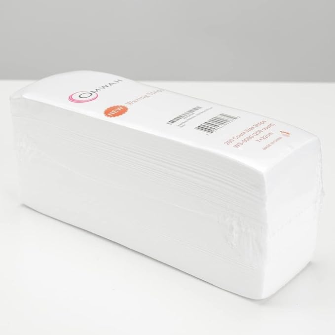 Omwah Beauty Professional Salon Grade Facial and Body Non Woven Epilating Wax Strips Large 3 x 9 Hair Removal (200 Count)