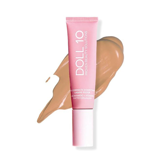 Doll 10 TCE Liquid Filter – CC Cream - Liquid Foundation - Lightweight Tinted Moisturizer & Skin Tint - Blurs Pores & Fine Lines - Vegan - Clean Makeup - [Medium] - 30 Day Supply