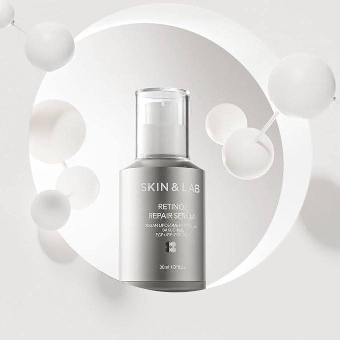 [SKIN&LAB] Retinol Repair Serum | Contains Vegan Retinol, Bakuchiol and Peptides| For Reduce Wrinkles & Fine Lines, Smoothing | Daily Facial Essence | For Sensitive Skin Type | 1.01 fl.oz